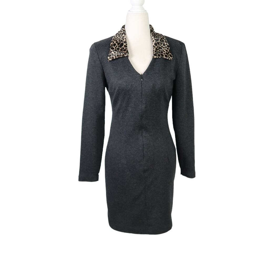 Vintage 90s All That Jazz charcoal grey knit mini dress 8
